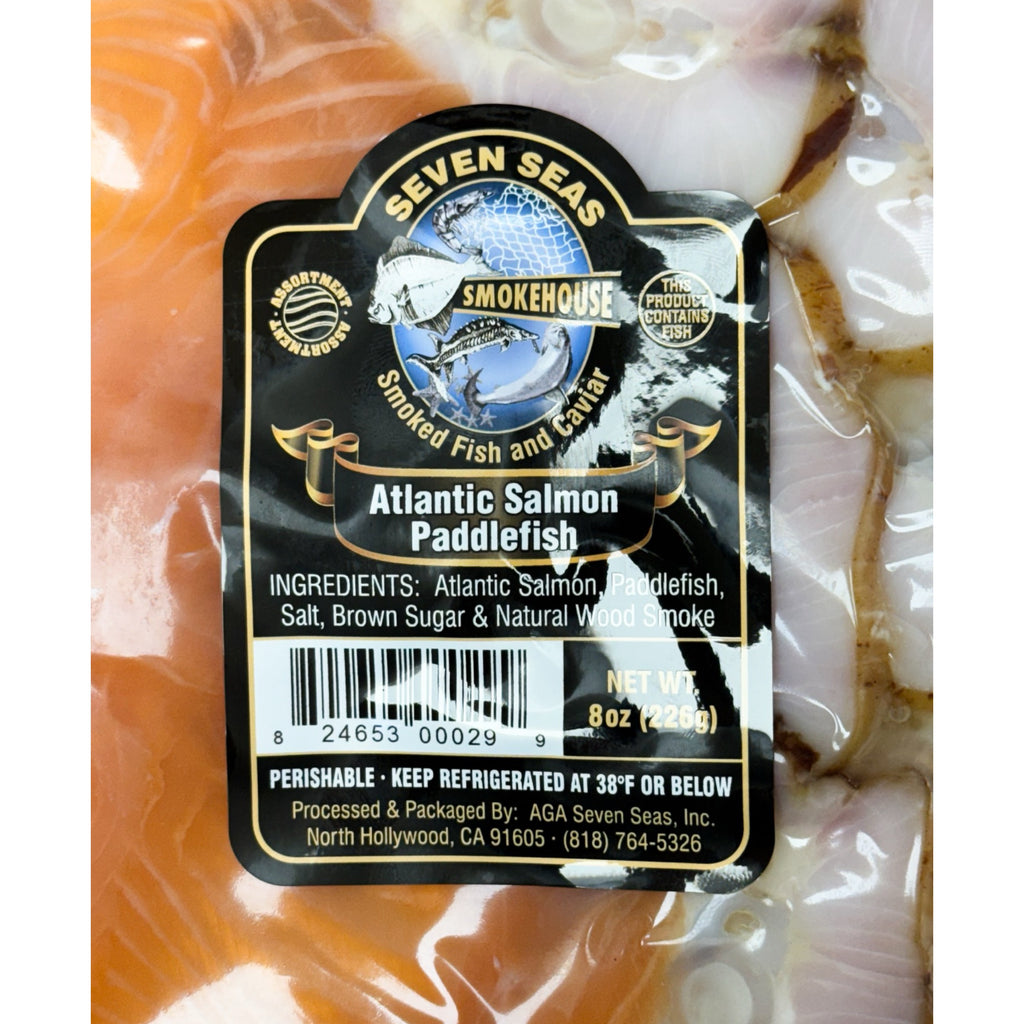 Seven Seas - Atlantic Salmon • Paddlefish - cold smoked fish sliced - 8oz, pack of 2