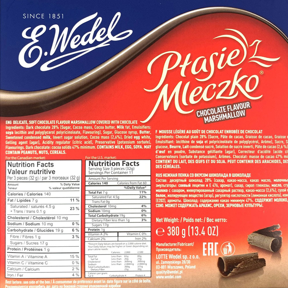 Wedel - Ptasie Mleczko - Chocolate Marshmellow Candy, Polish Bird's Milk